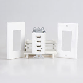 Conector USB blanco, conector USB eléctrico 4 puertos USB con 2 placas de pared