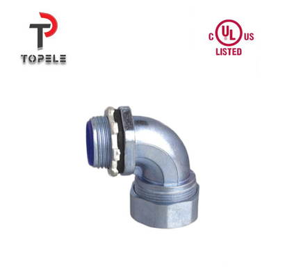 Accesorios de conductos flexibles y ajustados de líquido Conector de zinc con ángulo de 90 grados DWJ