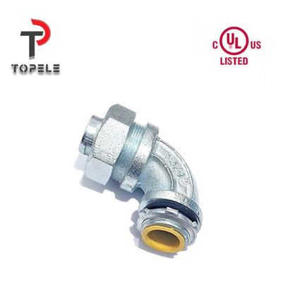 Accesorios de conductos flexibles y ajustados de líquido Conector de zinc con ángulo de 90 grados DWJ