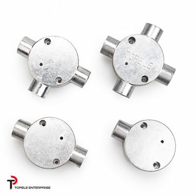 TOPELE BS Dos vías a través de la caja de unión de aluminio maleable circular, accesorios de conductos eléctricos galvanizados