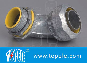 Azul / amarillo zinc fundido a presión flexible líquido conector de conducto ajustado 90 grados