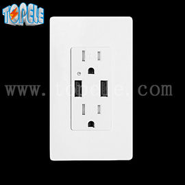 Conector USB blanco, conector USB eléctrico 4 puertos USB con 2 placas de pared