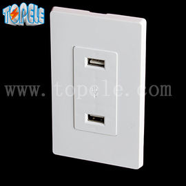 Conector USB blanco, conector USB eléctrico 4 puertos USB con 2 placas de pared