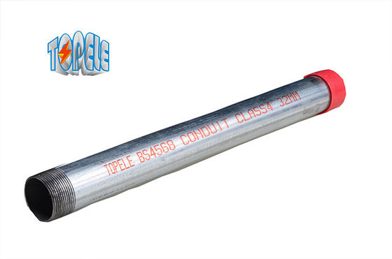 Pipa de acero galvanizado en caliente BS4568 de conducto de clase 4 GI con acoplador y tapa de protección