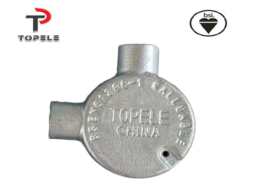 TOPELE BS Dos vías a través de la caja de unión de aluminio maleable circular, accesorios de conductos eléctricos galvanizados